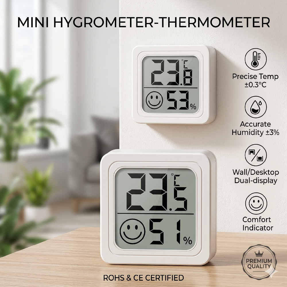 Temperature Humidity Sensor - Mini LCD Digital Thermometer Hygrometer Indoor