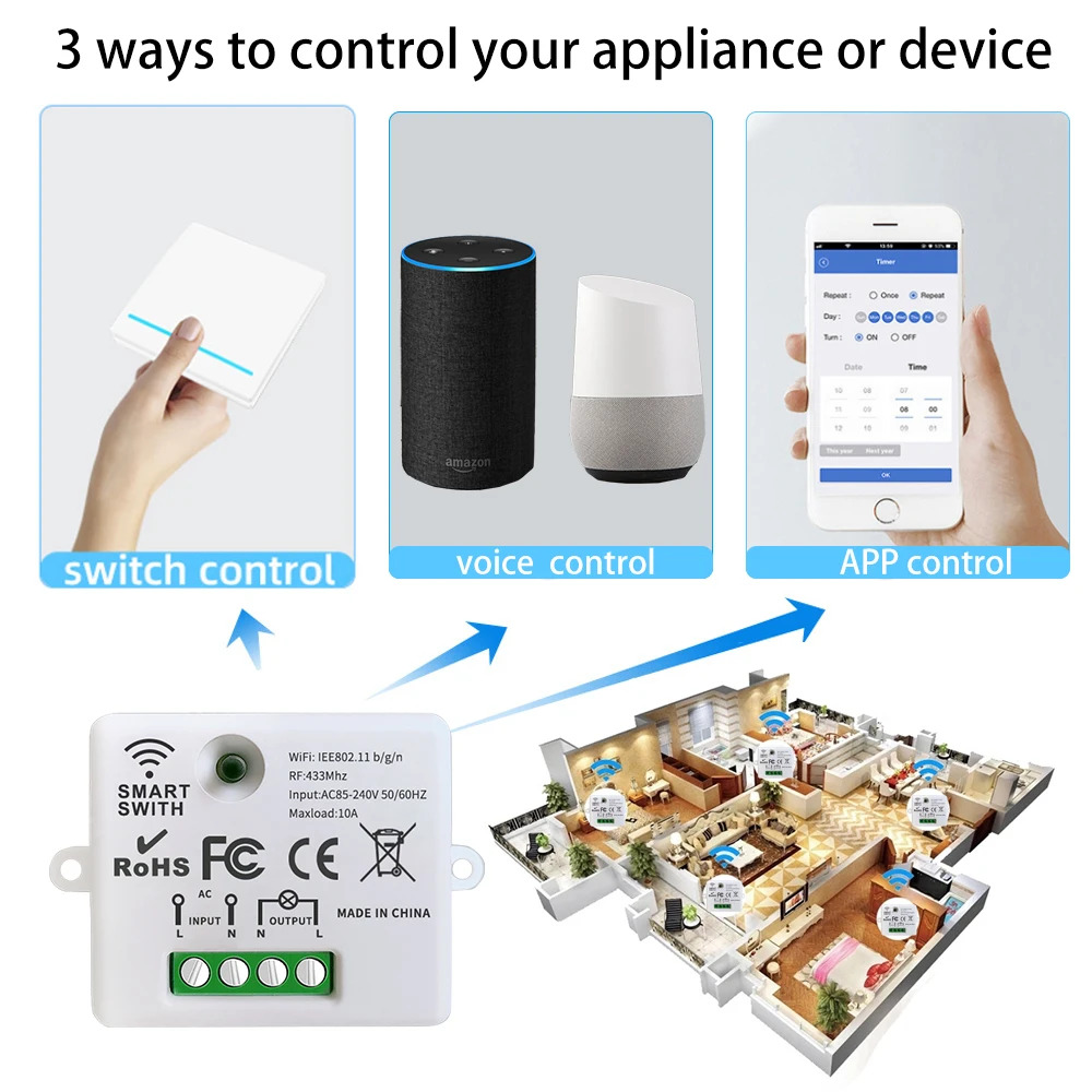 Home Automation Panel Diy - KEBIDU WIFI Mini Switch Tuya Smart